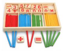 Izglītojošās rotaļlieta Wooden Set For Calculation, zila krās./brūna krās./sarkana krās., 77 gab.