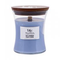 Žvakė, aromatinė WoodWick Soft Chambray, 30 h, 85 g, mėlyna sp.