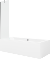 Vanna ar sieniņu, brīvi novietots Mexen Cube, 170 cm x 80 cm x 39 cm, taisnstūris, caurspīdīga krās./balta krās.