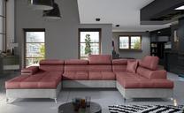 Kampinė sofa Eduardo Monolith 63, Monolith 84, rožinė sp./pilka sp., dešininė, 202 x 345 cm x 90 cm