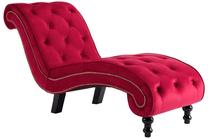 Krėslas VLX Chaise Lounge Velvet 248613, raudona sp., 145 cm x 52 cm x 77 cm