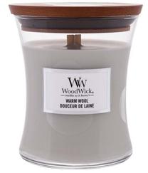 Žvakė, aromatinė WoodWick Warm Wool, 65 h, 275 g, balta sp./pilka sp.