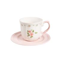 Puodelis su lėkštute Homla Greta 728914, balta sp./rožinė sp., 0.25 l