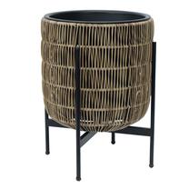Gėlių vazonas Home4you Wicker 38110, plastikinis/metalas, Ø 38 cm, šviesiai ruda sp.