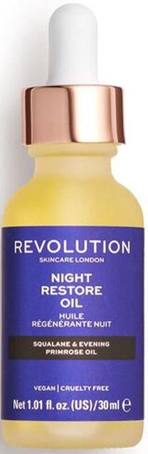 Veido aliejus Revolution Skincare Squalane Night Restore, 30 ml