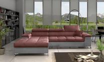 Kampinė sofa Ricardo Monolith 63, Monolith 84, rožinė sp./pilka sp., kairinė, 205 x 280 cm x 90 cm