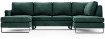 Kampinė sofa Homede Corni, tamsiai žalia sp., dešininė, 330 x 220 cm x 86 cm