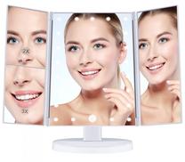 Kosmetinis veidrodis, su apšvietimu, pastatomas, 34.5 cm x 28 cm, balta