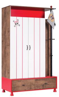 Spinta Kalune Design Jack 1341, raudona sp./riešuto sp., 60 cm x 122 cm x 206 cm