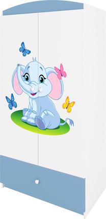 Bērnu skapis Kocot Kids Babydreams Baby Elephant, zila krās./balta krās., 90 cm x 52 cm x 175.5 cm