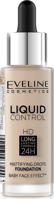Skystas makiažo pagrindas Eveline Liquid Control HD, 010 light beige, 32 ml