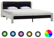 Lova dvigulė VLX Faux Leather 286732, 180 x 200 cm, balta sp./juoda sp., be čiužinio, su grotelėmis