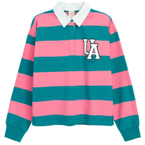 Футболка с длинными рукавами, классическая, для девочек Cool Club Stripes CCG2720949, мятный (mint) цв./розовый цв., 146 см