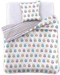 Gultas veļas komplekts DecoKing Owl Team, daudzkrāsaina, 80 x 80 cm, 135 x 200 cm