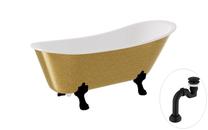 Vonia, laisvai pastatoma Besco Olaya Glam, 160 cm x 68 cm x 68 cm, ovalas, aukso sp./juoda sp.
