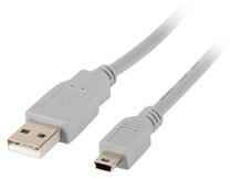 Vads Lanberg USB 2.0 A male, Mini USB 2.0 B male, 1.8 m, pelēka krās.