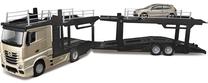 Игрушечный автовоз Bburago Mercedes Actros With VW Polo, 1:43, золотой цв./черный цв./серый цв.