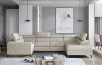 Kampinė sofa Escada Dora 21, šviesiai ruda sp., dešininė, 200 x 350 cm x 98 cm