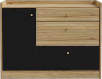 Komoda Forte CXMK221L-M635, juoda sp./rusva sp., 90 cm x 41.5 cm x 119.1 cm