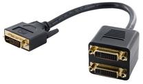 Adapteris 4World DVI male, DVI-I female x 2, melna krās.
