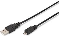 Vads Assmann USB 2.0 A male, Micro USB B male, 3 m, melna krās.
