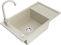 Virtuves izlietne ar virtuves maisītāju Mexen Elias, sveķi/granīts, 79.5 cm x 48 cm x 20 cm, beige