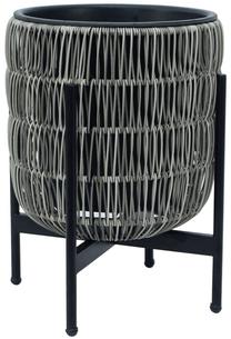 Gėlių vazonas Home4you Wicker 38111, plastikinis/metalas, Ø 30 cm, pilka sp.