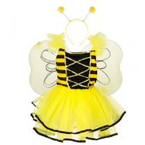 Karnevāla tērps bērniem, bite/tauriņu feja Lovely Bee Fairy, melna krās./dzeltena krās., S, 100 - 110 cm