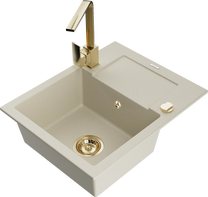 Кухонная мойка Mexen Enzo 6506-69-670300-50, гранит, 57.6 см x 46.5 см x 17.4 см, золотой цв./бежевый цв.