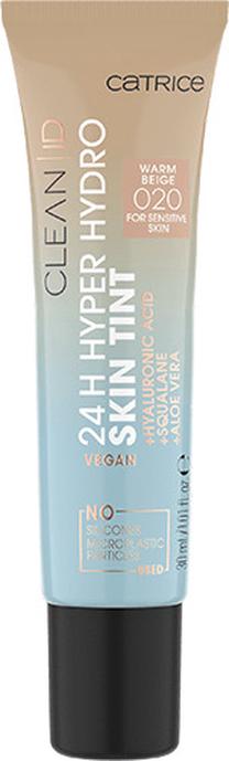 Skystas makiažo pagrindas Catrice Clean ID 24H Hyper Hydro Skin Tint, 020 warm beige, 30 ml