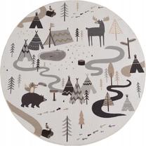 Paklājs iekštelpu Ayyildiz Coco Forest Adventure, pelēka krās./brūna krās./gaiši bēšs, 120 cm x 120 cm
