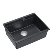 Virtuves izlietne Quadron Logan 100, granīts, 59 cm x 45 cm x 21.5 cm, melns krās./nerūsējošā tērauda krās./pelēka krās.