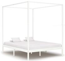 Lova dvigulė VLX Solid Pine Wood 283267, 180 x 200 cm, balta sp., be čiužinio, su grotelėmis