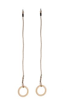 Gimnastikos žiedai 4IQ Wooden, 14 cm x 19.5 cm x 140 cm, beržo sp.