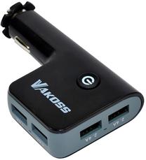 Automobilinis įkroviklis Vakoss, 4 x USB, juoda sp.