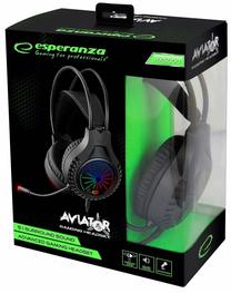 Laidinės žaidimų ausinės Esperanza Aviator EGH5000, juoda sp.