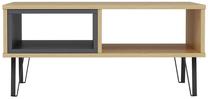 Kavos staliukas Kalune Design Mendoz, antracito sp./ąžuolo sp./tamsiai pilka sp., 90 cm x 60 cm x 41.1 cm
