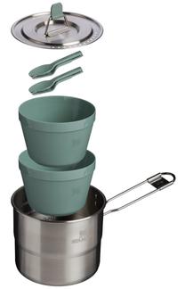 Turistinių indų rinkinys Stanley Wildfare Go Two Bowl Cookset, nerūdijantysis plienas, 13.2 cm, 1.1 l, medžio anglies sp./shale sp.