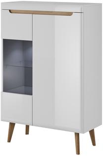 Vitrina Piaski Nordi NWT90, balta sp., 90 cm x 40 cm x 134 cm