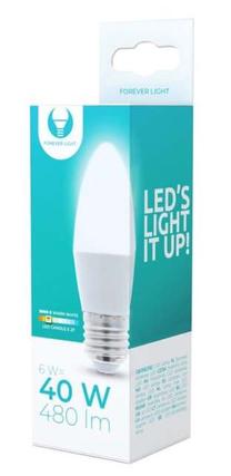 Lemputė Forever Light LED, C37, 3000 °K, E27, 6 W, 480 lm
