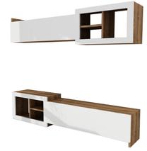 Svetainės baldų komplektas Kalune Design Prag, vidaus, balta sp./riešuto sp.