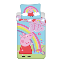 Vaikiškas patalynės užvalkalų komplektas Peppa Pig PEP016, mėlyna sp./žalia sp./rožinė sp., 140 x 200 cm