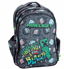 Kuprinė Minecraft Oval Metro Art 2, žalia sp./pilka sp., 40 cm x 30 cm x 17 cm
