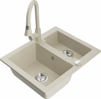 Virtuves izlietne ar virtuves maisītāju Mexen Carlos Beige, granīts, 58 cm x 47 cm x 17.7 cm, beige