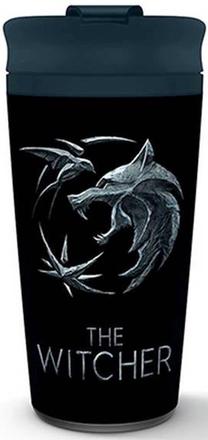 Krūzīte Pyramid International The Witcher - Sigils and The Wolf, melna krās., 450 ml