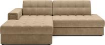 Kampinė sofa - lova Blezalt Monolith, šviesiai ruda sp., kairinė, 240 x 150 cm x 82 cm