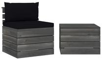 Āra mēbeļu komplekts VLX Garden Pallet Lounge Set, melns krās., 1 sēdvietas