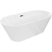 Ванна со стенкой, свободно устанавливаемая Mexen Luna Slim, 170 см x 75 см x 58 см, овальная, белый цв./черный цв.