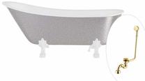 Vonia, laisvai pastatoma Besco Olaya Glam, 160 cm x 67 cm x 68 cm, ovalas, aukso sp./balta sp.