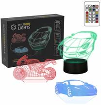 Dekoracija Manta 3D Vehicles 1 su LED apšvietimu, 15.7 cm, 15.6 cm, įvairių spalvų
